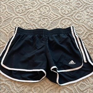 Adidas Black and White Athletic Shorts Lightweight Design 3”